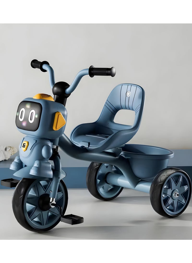 MarkedOne Toddler Toys Tricycle for Kids 2-5 Years - Balance Bike with Light & Music, Strong Steel Frame, Kids Tricycle with 3 Wheels & Back Storage Basket - Perfect Ride-On Toy for Boys & Girls Blue  - Image 1