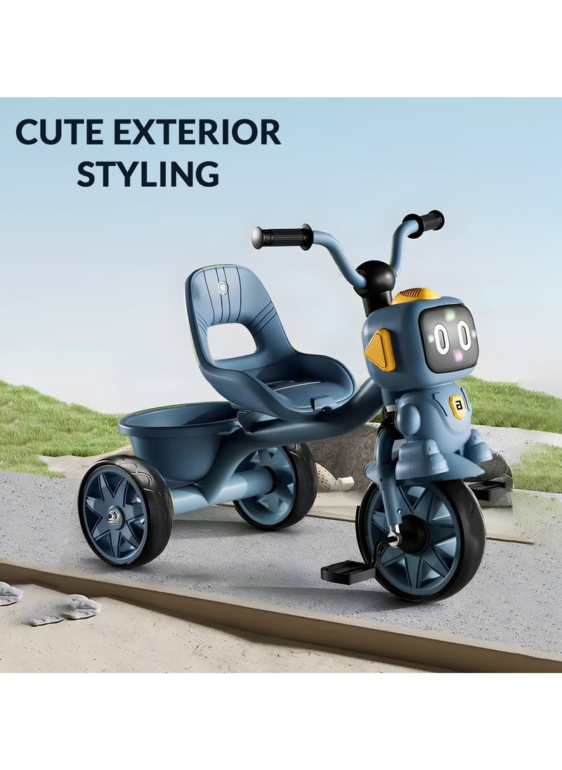 MarkedOne Toddler Toys Tricycle for Kids 2-5 Years - Balance Bike with Light & Music, Strong Steel Frame, Kids Tricycle with 3 Wheels & Back Storage Basket - Perfect Ride-On Toy for Boys & Girls Blue  - Image 5