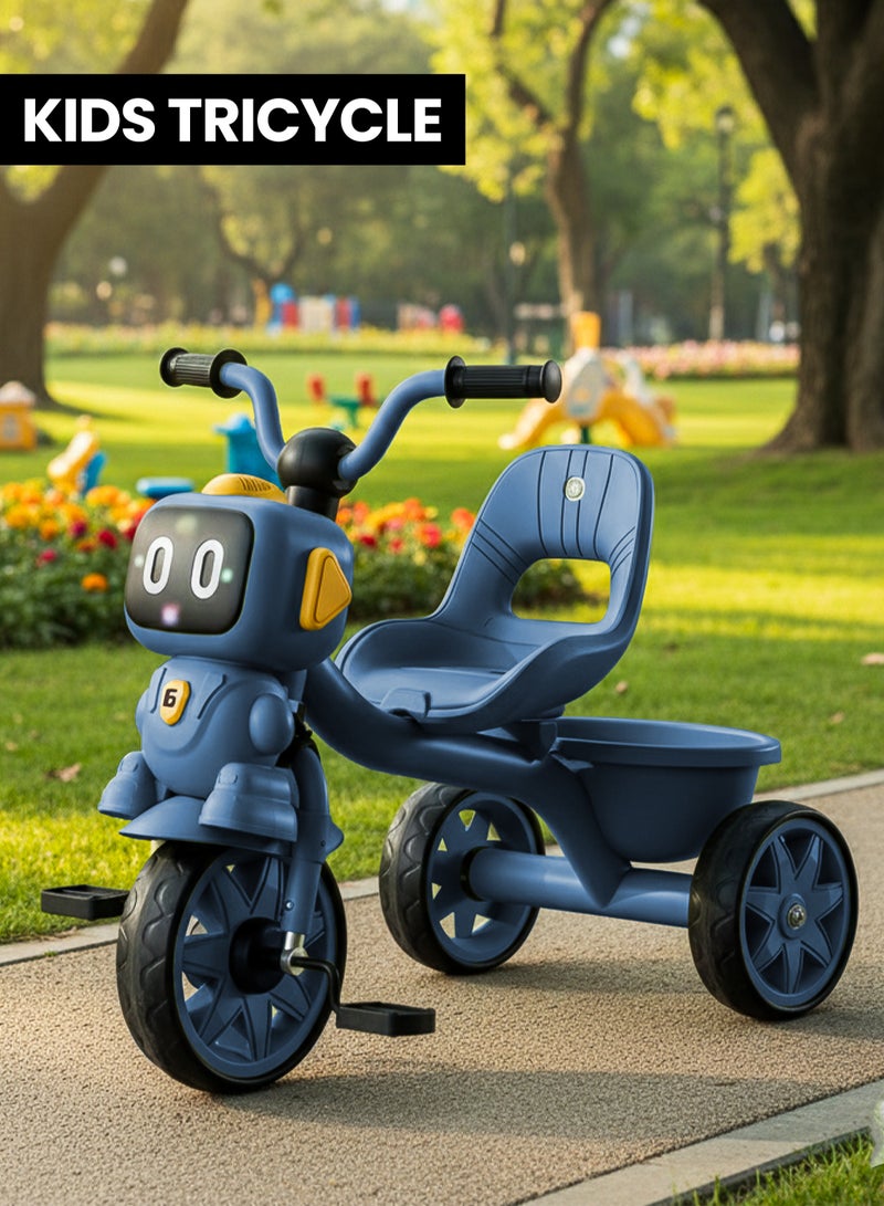 MarkedOne Toddler Toys Tricycle for Kids 3+ Years - Kids Trikes  with Light & Music, Strong Steel Frame, Kids Tricycle with 3 Wheels & Back Storage Basket - Perfect Ride-On Toy for Boys & Girls (Sky Blue) - Image 1