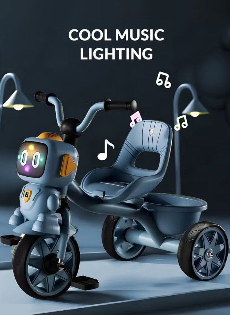 MarkedOne Toddler Toys Tricycle for Kids 3+ Years - Kids Trikes  with Light & Music, Strong Steel Frame, Kids Tricycle with 3 Wheels & Back Storage Basket - Perfect Ride-On Toy for Boys & Girls (Sky Blue) - Image 2