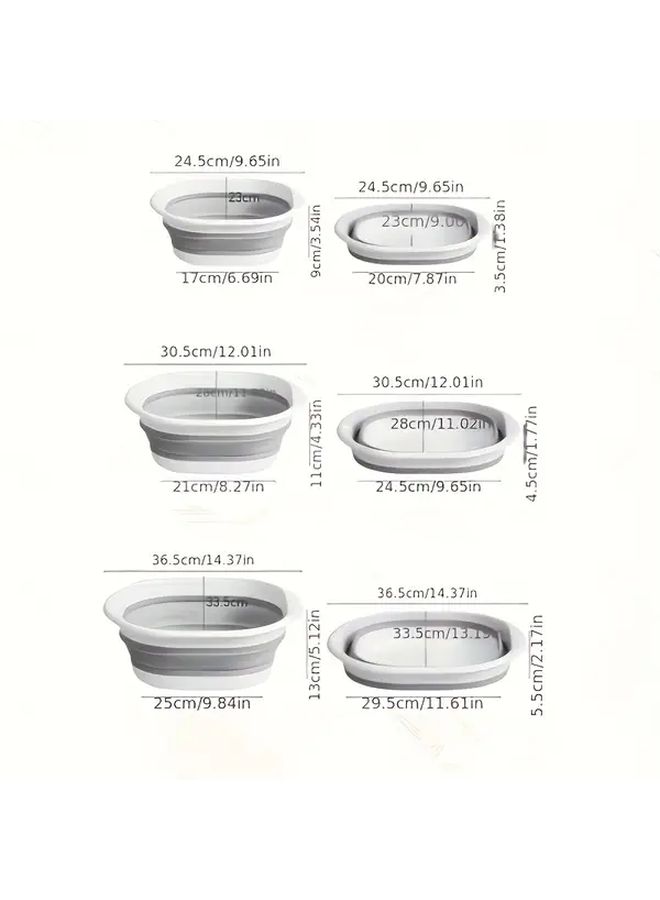 3 Piece Foldable Basin Set For Washing Face Vegetables And Foot Soaking - Image 3