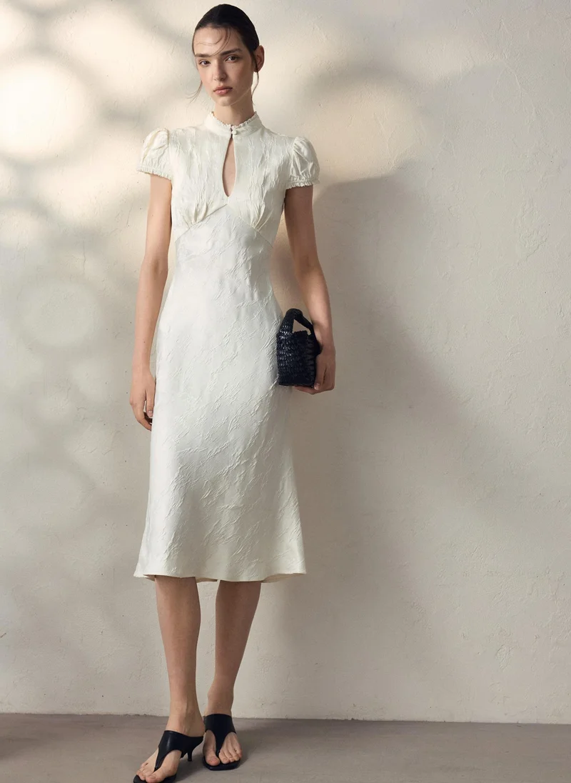 Lichi  Viscose midi dress with textured pattern for Women | Best Price UAE