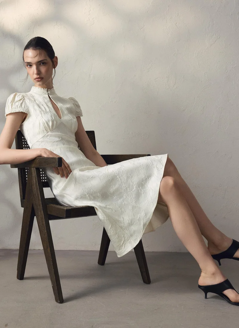 Lichi  Viscose midi dress with textured pattern for Women | Best Price UAE