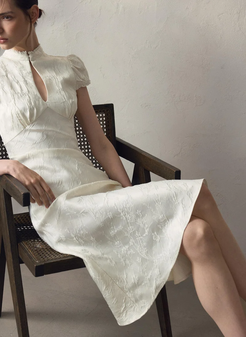 Lichi  Viscose midi dress with textured pattern for Women | Best Price UAE