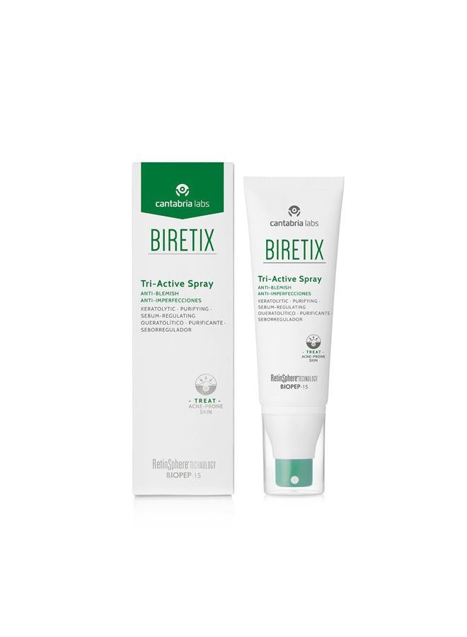 Biretix بيريتيكس سبراي ثلاثي الفعالية (أبيض) سبراي لحب الشباب للظهر والجسم، غير لزج، نتائج سريعة جداً لحب الشباب في الجسم والظهر، سريع الامتصاص. - Image 1