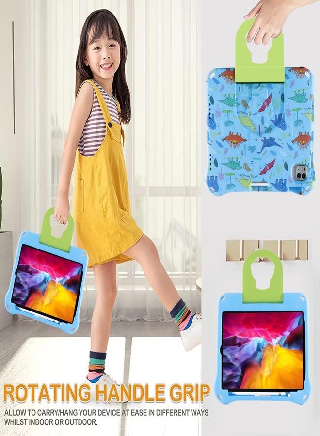 متوافق مع iPad 11 وA16 وiPad 10 والجيل العاشر والحادي عشر، غطاء تابلت بتصميم ديناصور للأطفال، خفيف الوزن، مصنوع من مادة EVA، مناسب للأطفال، مزود بمقبض وحامل، مقاوم للصدمات، لون أزرق - Image 4