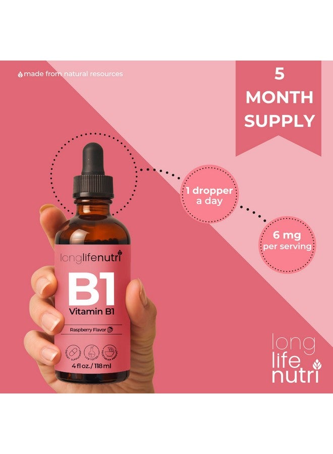 LongLifeNutri Vitamin B1 Liquid Drops - Thiamine Mononitrate Organic Supplement for Energy and Nerve Health, Fast Absorption, 4 FL OZ, 5-Month Supply, Lab Tested, Made in USA - Image 5