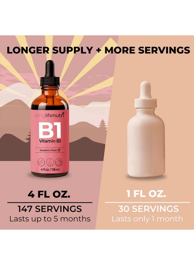 LongLifeNutri Vitamin B1 Liquid Drops - Thiamine Mononitrate Organic Supplement for Energy and Nerve Health, Fast Absorption, 4 FL OZ, 5-Month Supply, Lab Tested, Made in USA - Image 3