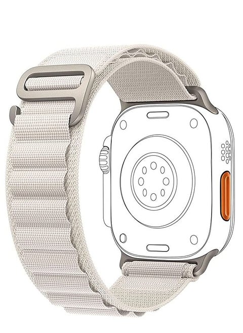 alpine loop for apple watch Compatible with Apple Watch Band 49mm 45mm 44mm 42mm, Sports Nylon Solo Loop Rugged Strap with Titanium G‑Hook for iWatch Utral/SE Series 8 7 6 5 4 3 2 1 White
