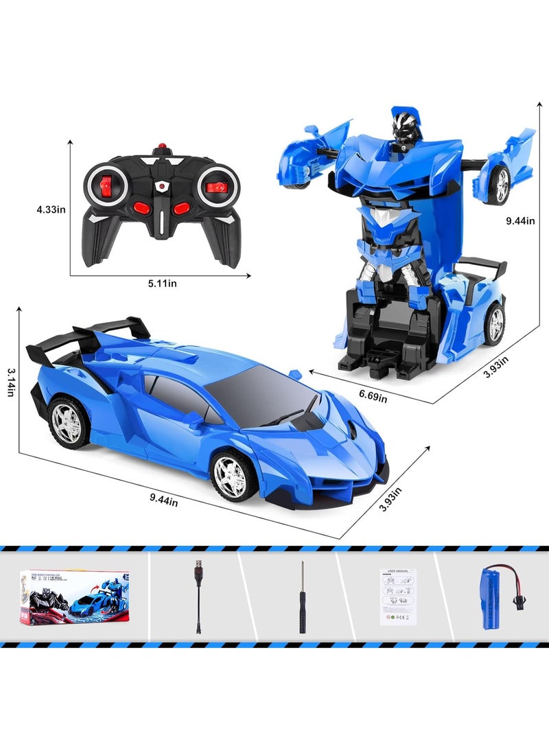 سيارة التحكم عن بعد للفتيان سيارة روبوت التحكم عن بعد RC لعبة السيارة لعبة المحول لمدة 3-12 سنة طفل 1: 18 مقياس RC سباق سيارة أزرق - Image 5