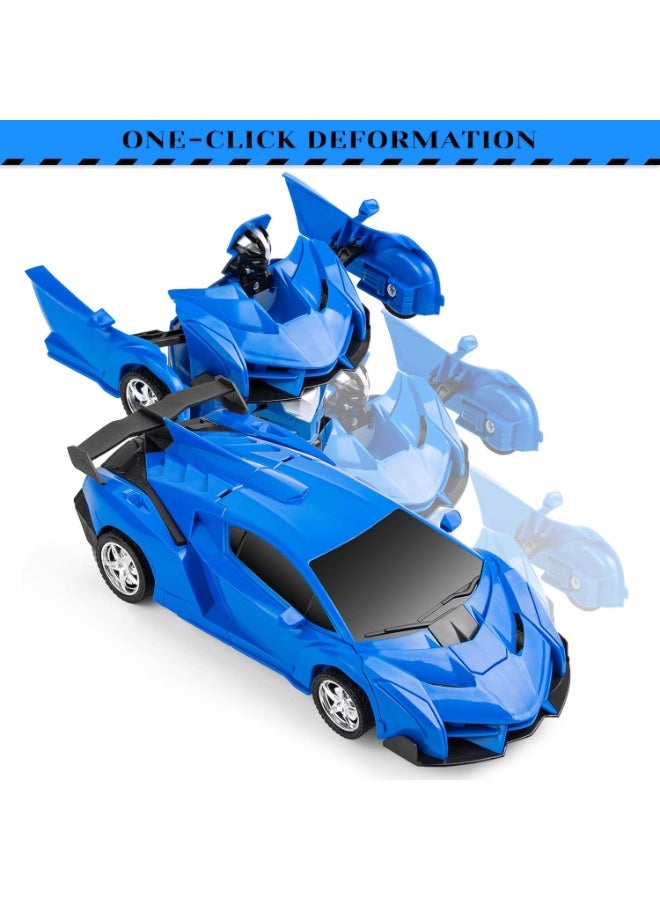 سيارة التحكم عن بعد للفتيان سيارة روبوت التحكم عن بعد RC لعبة السيارة لعبة المحول لمدة 3-12 سنة طفل 1: 18 مقياس RC سباق سيارة أزرق - Image 4
