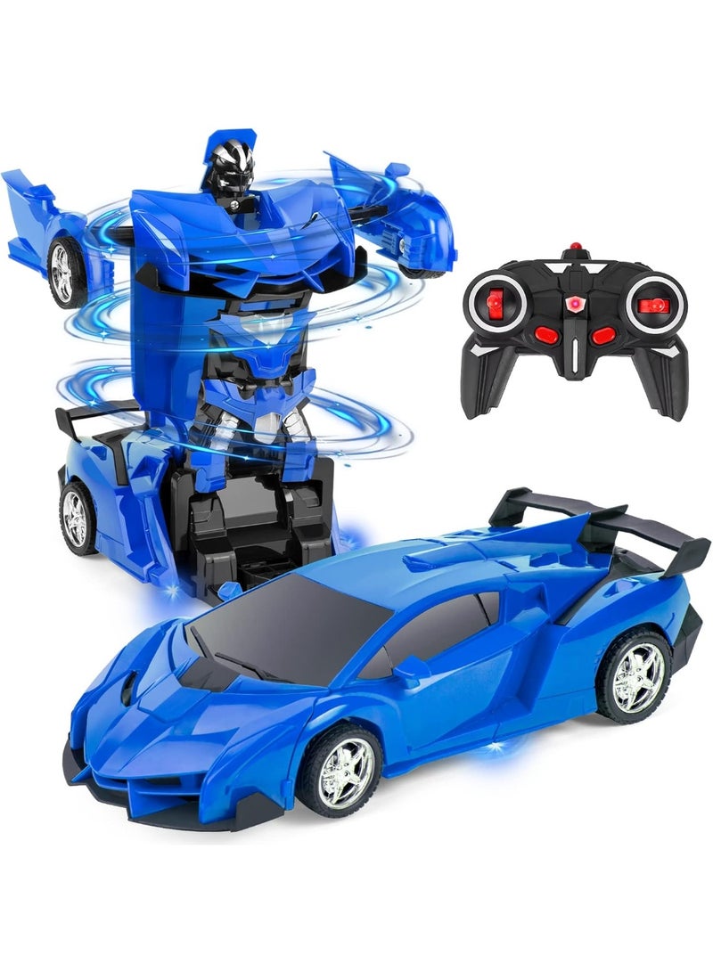 سيارة التحكم عن بعد للفتيان سيارة روبوت التحكم عن بعد RC لعبة السيارة لعبة المحول لمدة 3-12 سنة طفل 1: 18 مقياس RC سباق سيارة أزرق - Image 1