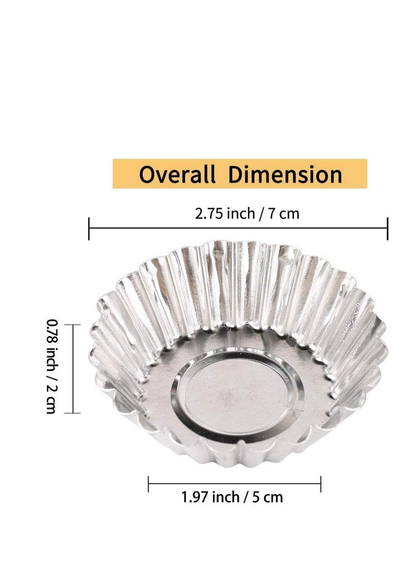 Zikra Egg Tart Molds 24 Pcs, Non-Stick and Reusable Tart Pan for Baking, Aluminum Mini Mould for Tarts, Pies, Cupcakes, Mini Cakes, Pudding, Jello and Chocolate - Image 2