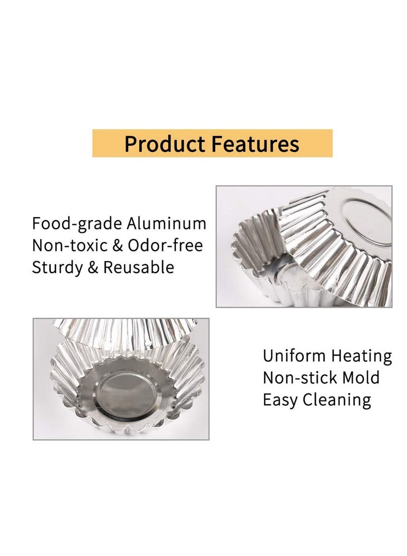Zikra Egg Tart Molds 24 Pcs, Non-Stick and Reusable Tart Pan for Baking, Aluminum Mini Mould for Tarts, Pies, Cupcakes, Mini Cakes, Pudding, Jello and Chocolate - Image 3