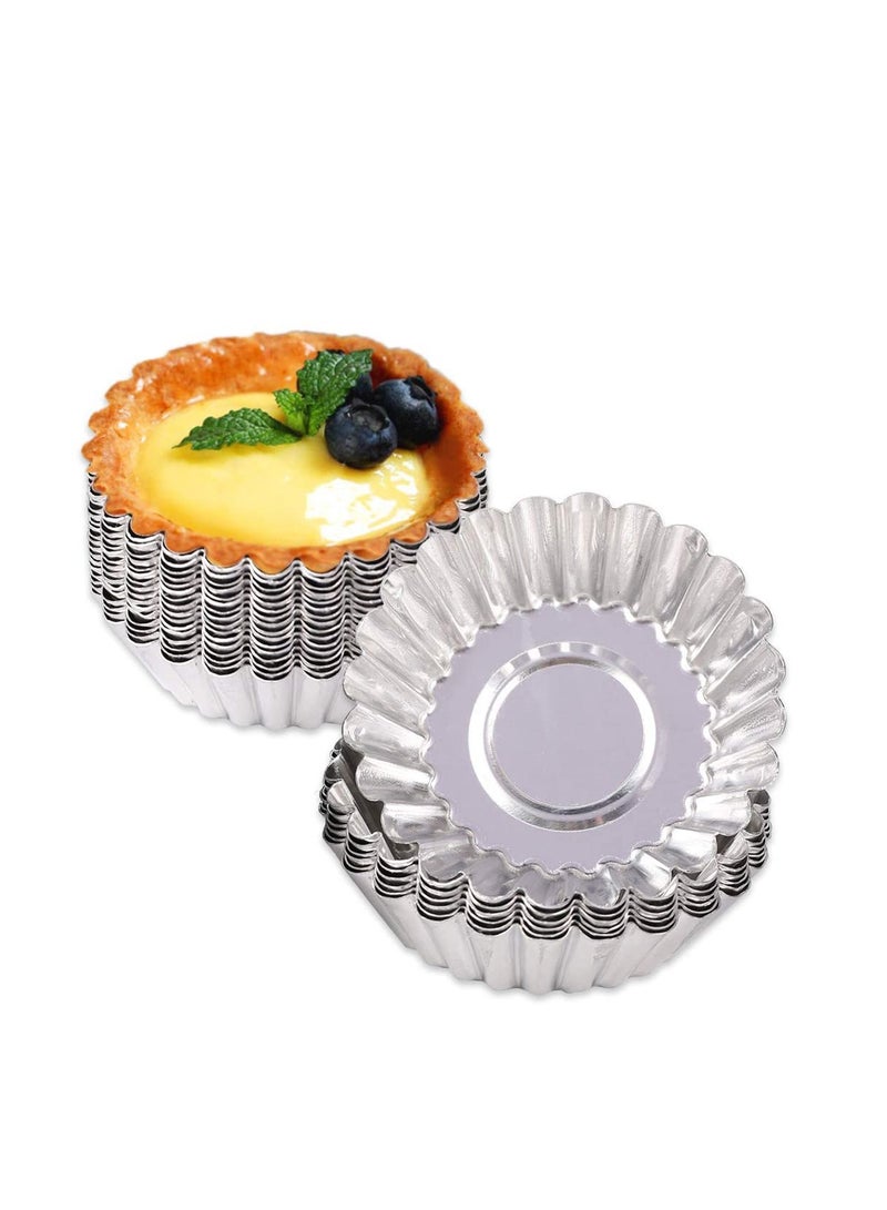Zikra Egg Tart Molds 24 Pcs, Non-Stick and Reusable Tart Pan for Baking, Aluminum Mini Mould for Tarts, Pies, Cupcakes, Mini Cakes, Pudding, Jello and Chocolate - Image 1