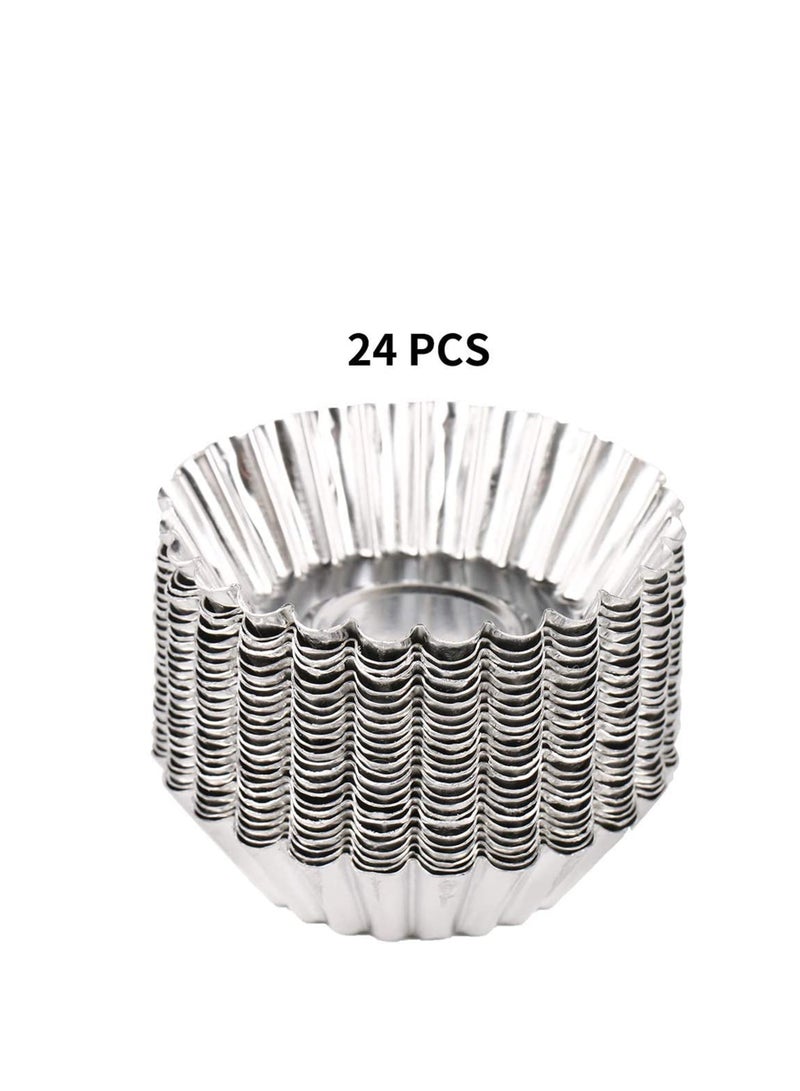 Zikra Egg Tart Molds 24 Pcs, Non-Stick and Reusable Tart Pan for Baking, Aluminum Mini Mould for Tarts, Pies, Cupcakes, Mini Cakes, Pudding, Jello and Chocolate - Image 4