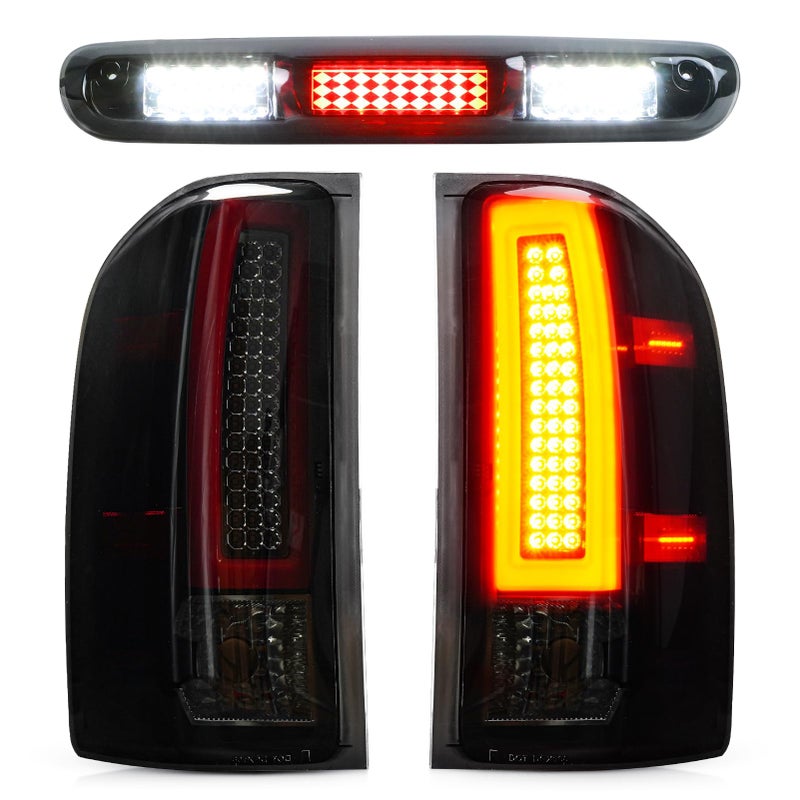 Bomusou LED Tail Light Assembly 3rd Brake Light Fit for Chevy Silverado 1500 2500 HD 3500 HD 20072014 for GMC Sierra 3500 HD 20082014 with Dual Wheel Smoke Lens