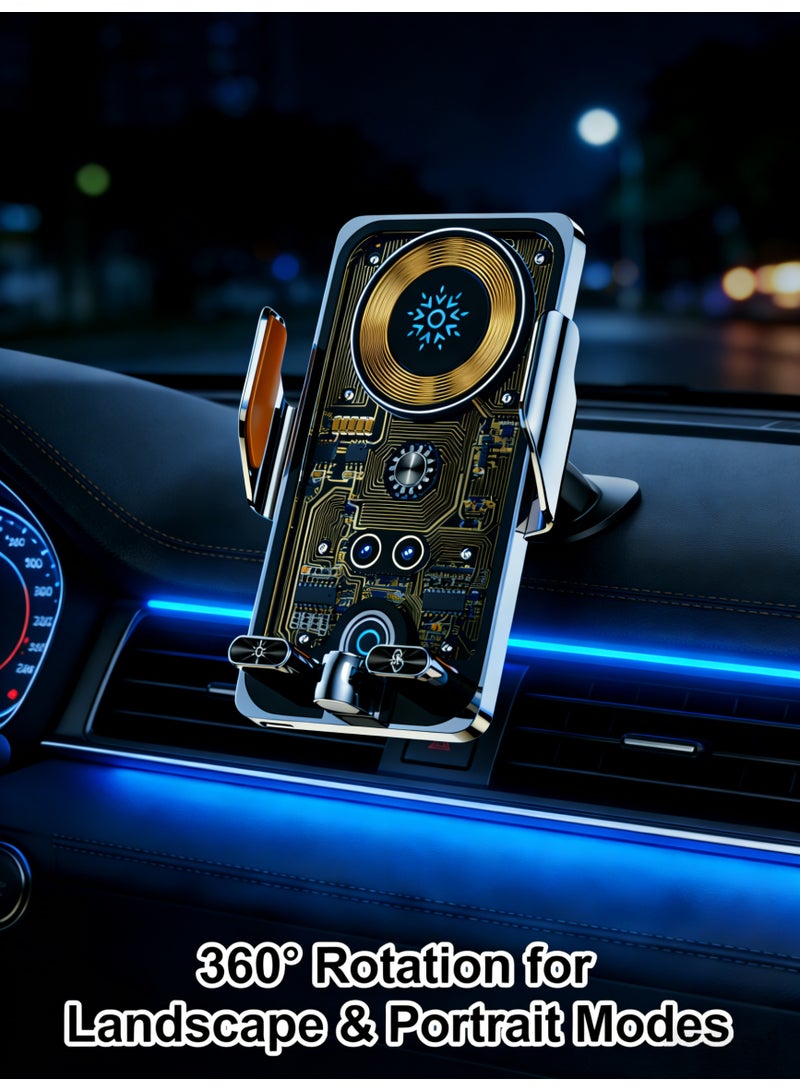 Infrared Sensor Automatic Clamp Car Phone Holder | Intelligent Temperature Control Cooling System | Voice-Controlled Navigation View | Must-Have Gadget for Tech Enthusiasts - Image 1