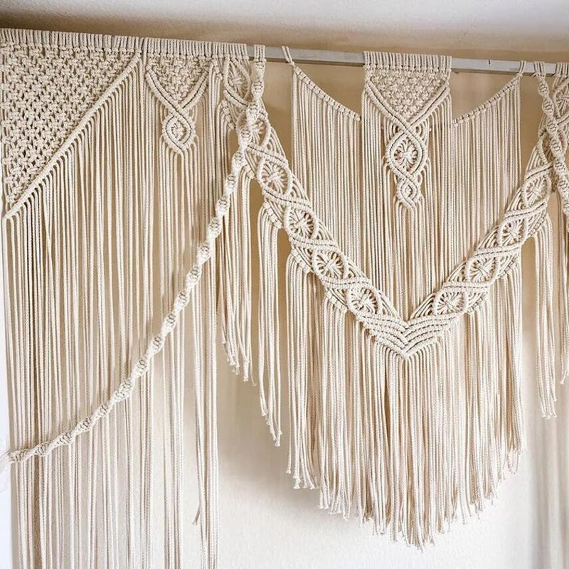 M MANUAL Boho Chic Macrame Curtain & Macrame Arch Bohemian Macrame Wedding Backdrop Decor Home Geometric Fiber Art Decor 59''W*78''L - Image 4
