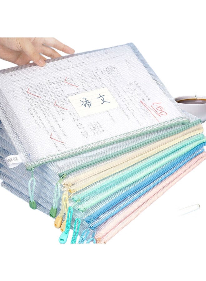 Simaa 5 A4 Label Waterproof Grid Zipper Pouches, Document Folders For Elementary School Subject Classification, Macaron Colors, 6023 - Image 2