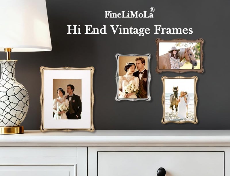 GorYeeFine 8 x 10'' Premium Alloy Bronze Finish Photo Frame with Acid Free 5x7'' Mat - Vintage Style Hi End DÃ©cor Frames 5x7'' with Velvet Back for Desktop and Wall Hanging. - Image 3