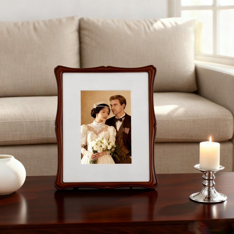 GorYeeFine 8 x 10'' Premium Alloy Bronze Finish Photo Frame with Acid Free 5x7'' Mat - Vintage Style Hi End DÃ©cor Frames 5x7'' with Velvet Back for Desktop and Wall Hanging. - Image 2