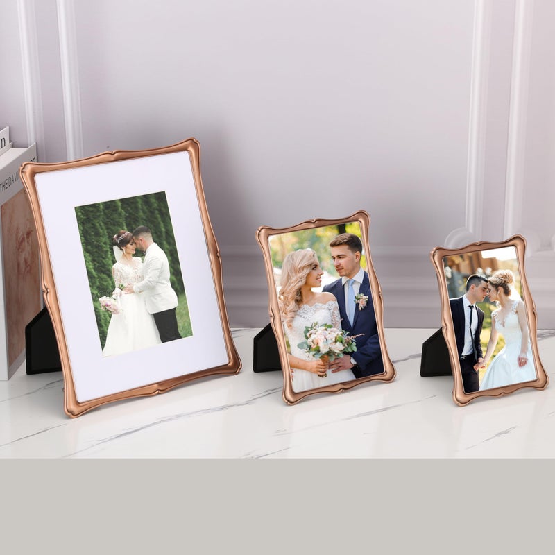 GorYeeFine 8 x 10'' Premium Alloy Bronze Finish Photo Frame with Acid Free 5x7'' Mat - Vintage Style Hi End DÃ©cor Frames 5x7'' with Velvet Back for Desktop and Wall Hanging. - Image 4