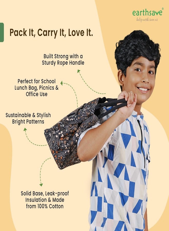 earthsave Lunch Bag for Office Women & Men | Work Lunch Bag | Tiffin Bags | Insulated Lunch Bag | Tiffin Bag for Kids (Cross Way Brown). - Image 4