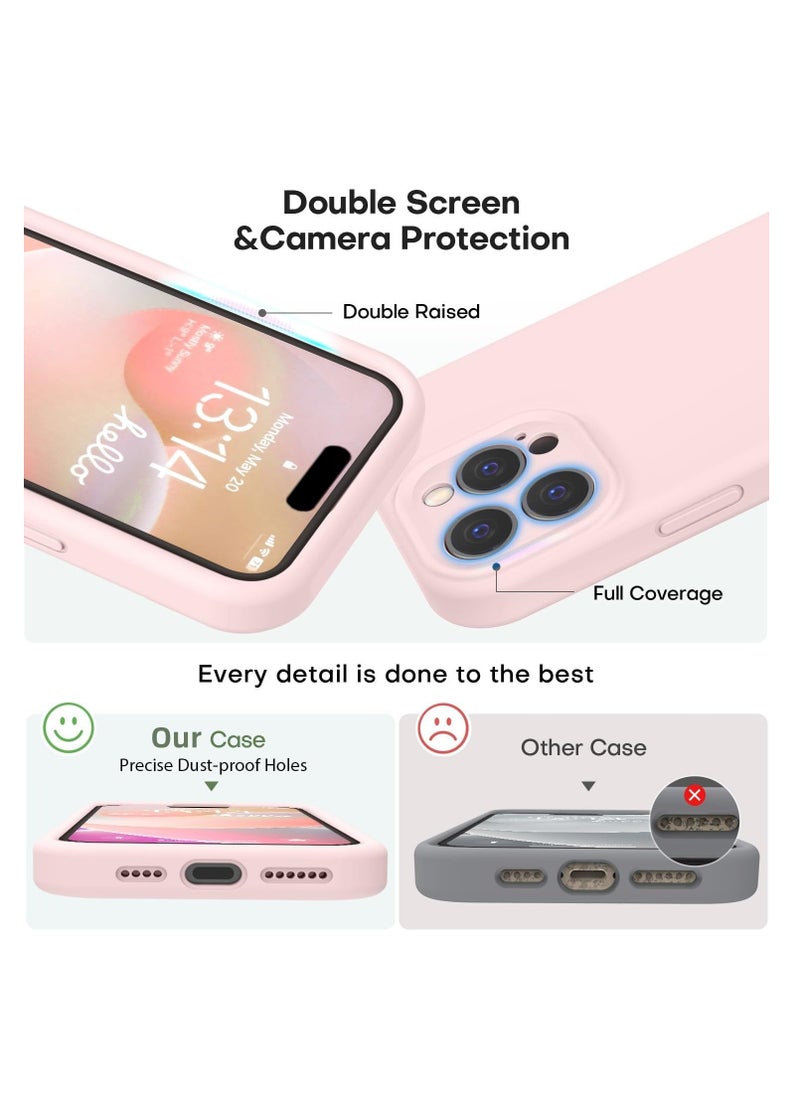 Aookay - Compatible with iPhone 16 Pro Max Case, Liquid Silicone Upgrade [Camera Protection] [Soft Anti-Scratch Microfiber Lining] Shockproof Phone Case for iPhone 16 Pro Max (Gray Pink) - Image 1