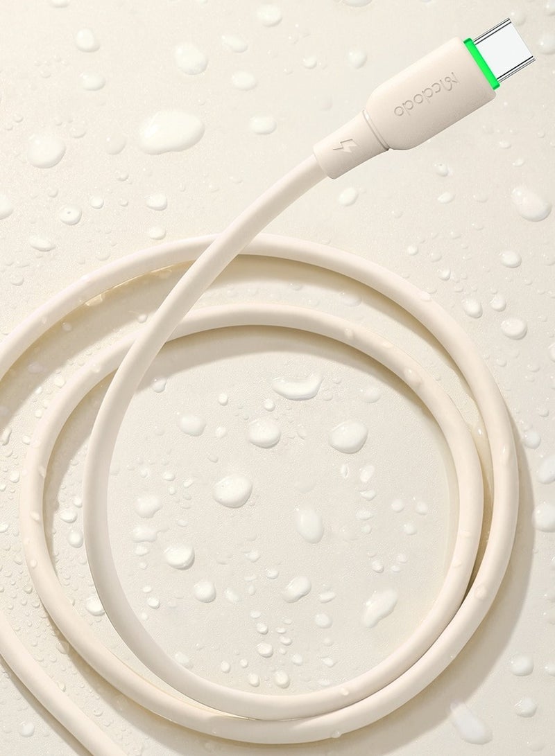 مكدودو كابل USB-C إلى USB-C مع إضاءة LED 65 واط 1.2 متر من ماكدودو – كابل تايب سي للشحن السريع بتقنية PD متوافق مع أجهزة أندرويد وسامسونج والتابلت واللابتوب – بيج - Image 5