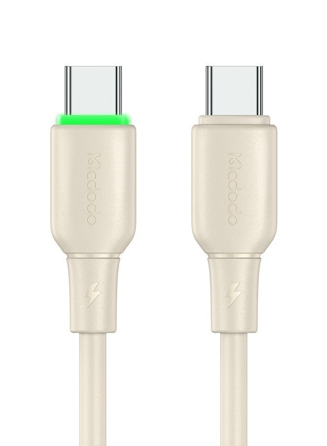 مكدودو كابل USB-C إلى USB-C مع إضاءة LED 65 واط 1.2 متر من ماكدودو – كابل تايب سي للشحن السريع بتقنية PD متوافق مع أجهزة أندرويد وسامسونج والتابلت واللابتوب – بيج - Image 2