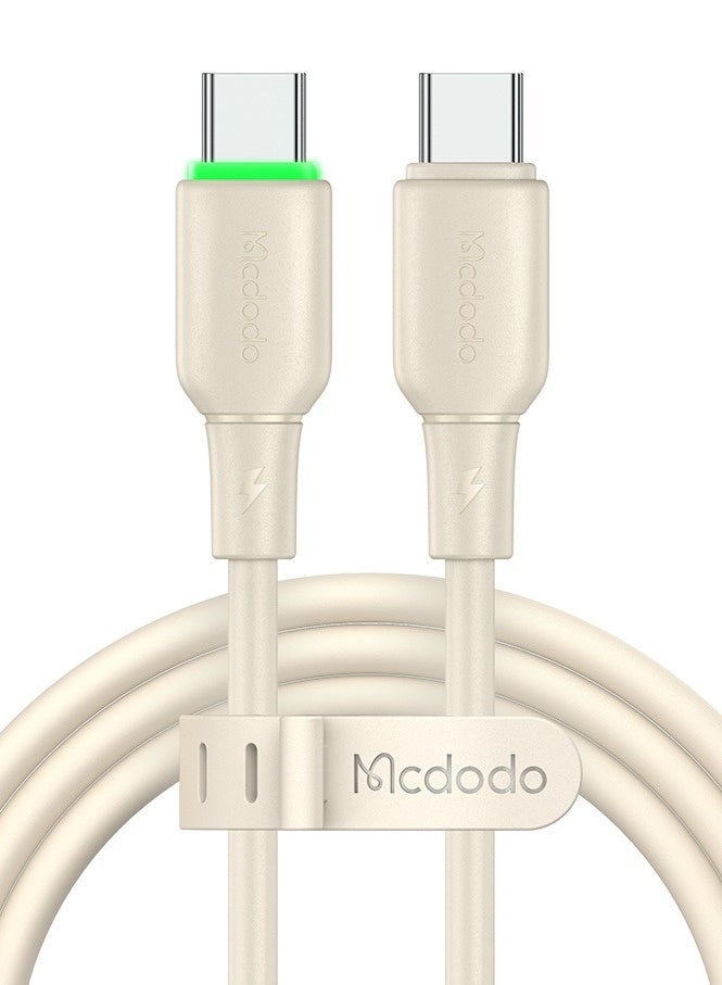 مكدودو كابل USB-C إلى USB-C مع إضاءة LED 65 واط 1.2 متر من ماكدودو – كابل تايب سي للشحن السريع بتقنية PD متوافق مع أجهزة أندرويد وسامسونج والتابلت واللابتوب – بيج - Image 1