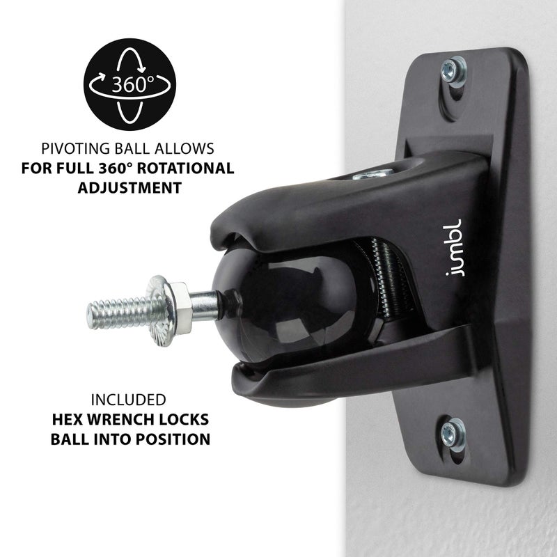 Jumbl SINSB7B ProGrip Ultra Stainless Steel Speaker Wall Mount Bracket Black, Pair of 2 - Thread Size: 1/4-20 - Holds up to 8 Lbs - Image 2