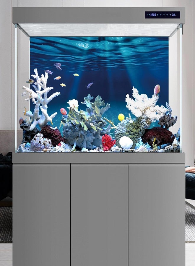 AWERT 72x24 inches Ocean Floor Aquarium Background Undersea Theme Aquarium Background Underwater Fish Tank Background - Image 2