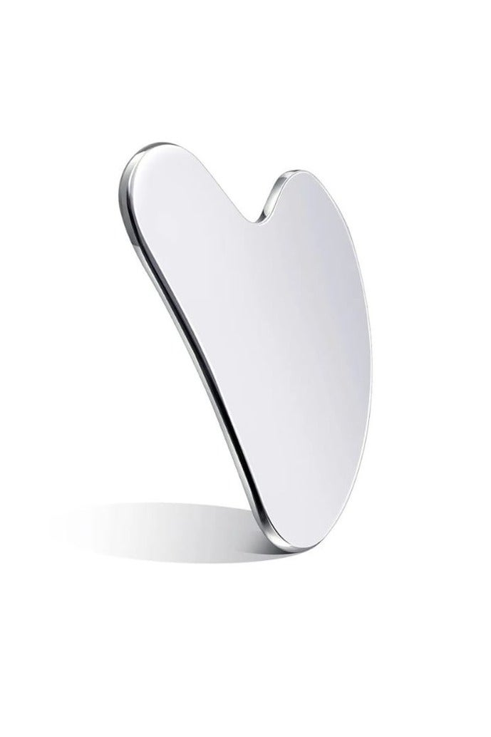 traditious Gua Sha Facial Tool – Stainless Steel Guasha Scraping Massage Tool for Face & Body, Jawline Sculpting, Puffiness & Tension Relief, Skin Care Gift – Silver - Image 1