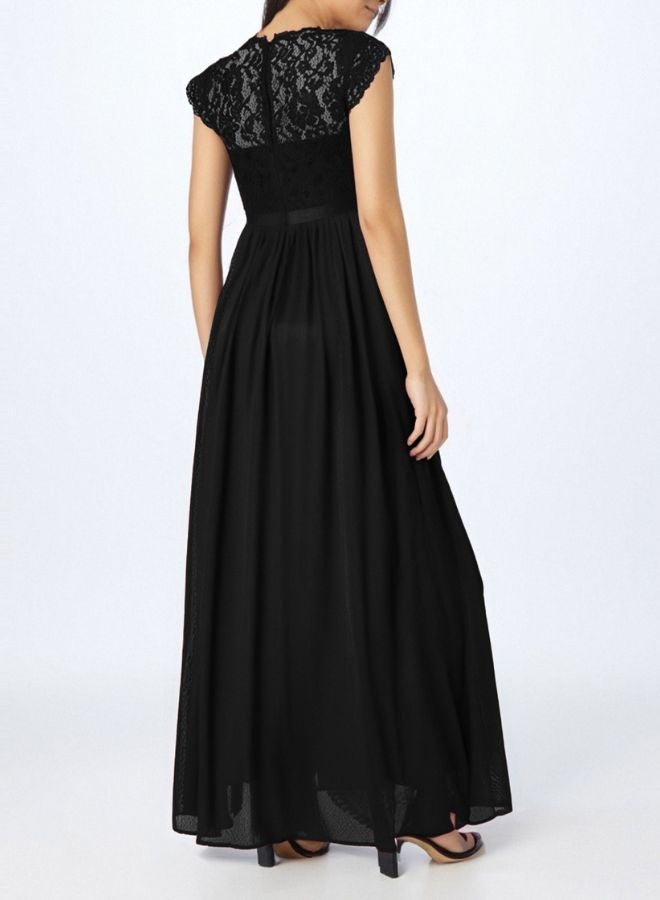 Tepveisoy Fashion Ladies Chiffon Dress Gown Temperament Elegant Lace Long Skirt  - Image 2