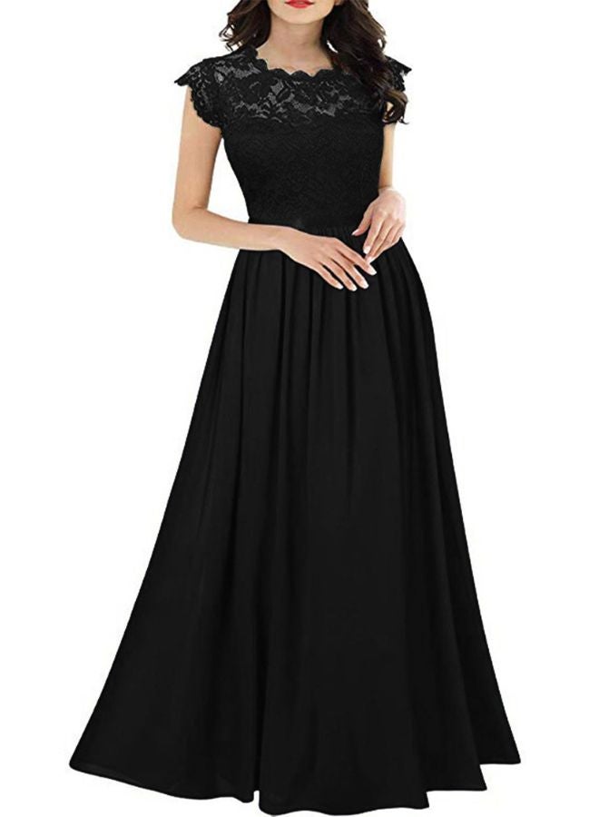 Tepveisoy Fashion Ladies Chiffon Dress Gown Temperament Elegant Lace Long Skirt  - Image 1