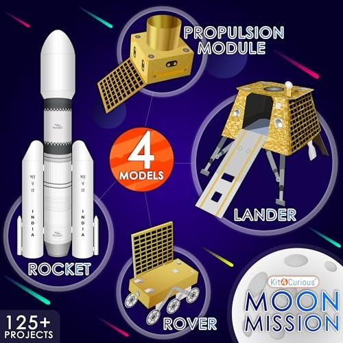 Kit4Curious® Chandrayaan and 125 Science Electricity Magnetism Projects – Rocket, Rover, Lander, Satellite 3D Models with 125 DIY Experiments Gift Toy Learning kit - Image 2