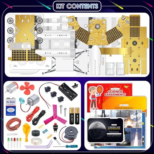 Kit4Curious® Chandrayaan and 125 Science Electricity Magnetism Projects – Rocket, Rover, Lander, Satellite 3D Models with 125 DIY Experiments Gift Toy Learning kit - Image 5