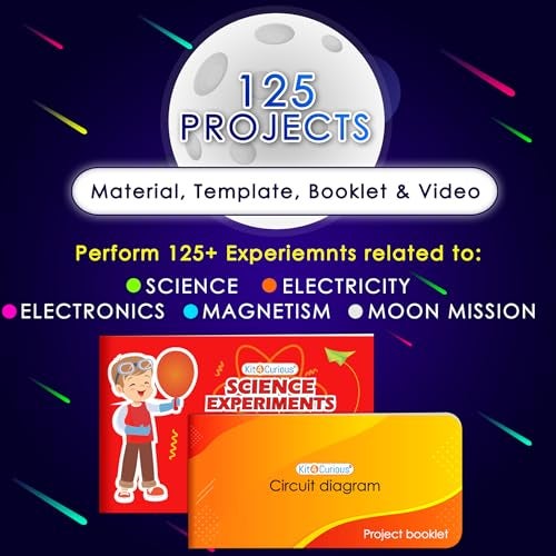 Kit4Curious® Chandrayaan and 125 Science Electricity Magnetism Projects – Rocket, Rover, Lander, Satellite 3D Models with 125 DIY Experiments Gift Toy Learning kit - Image 3
