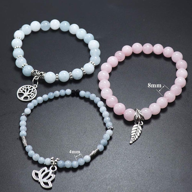 UEUC Tree of Life Yoga Healing Stone Bracelets,Multilayer Lotus Chakra Stone Reiki Bracelet Sets,Anxiety Crystal Natural Stone,for Women Stress Relief - Image 2