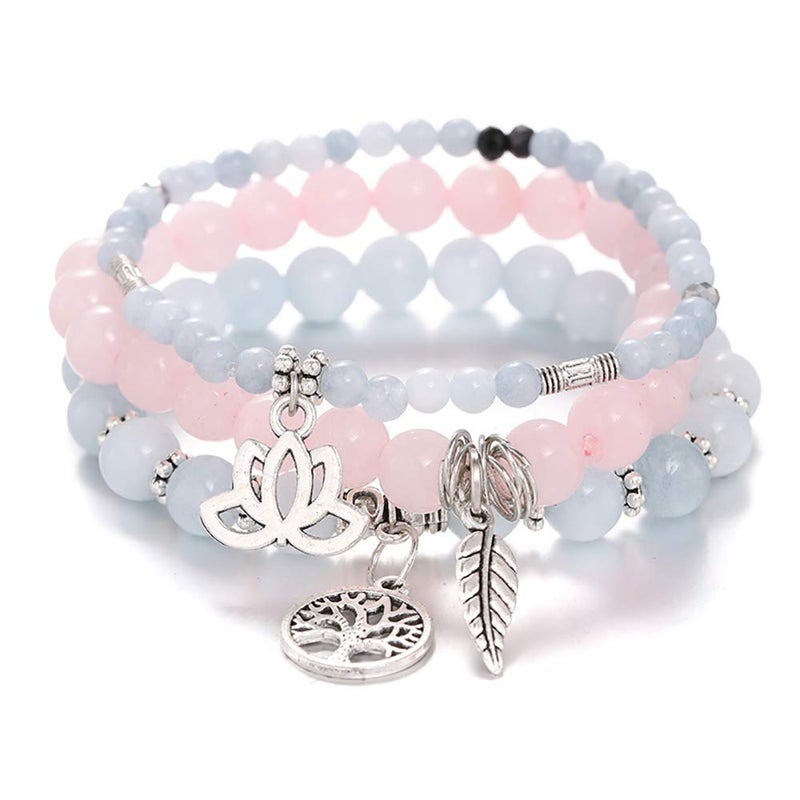 UEUC Tree of Life Yoga Healing Stone Bracelets,Multilayer Lotus Chakra Stone Reiki Bracelet Sets,Anxiety Crystal Natural Stone,for Women Stress Relief - Image 1