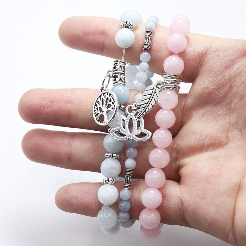 UEUC Tree of Life Yoga Healing Stone Bracelets,Multilayer Lotus Chakra Stone Reiki Bracelet Sets,Anxiety Crystal Natural Stone,for Women Stress Relief - Image 4