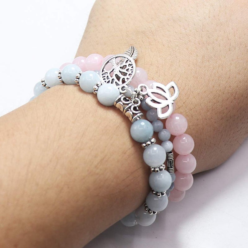 UEUC Tree of Life Yoga Healing Stone Bracelets,Multilayer Lotus Chakra Stone Reiki Bracelet Sets,Anxiety Crystal Natural Stone,for Women Stress Relief - Image 5