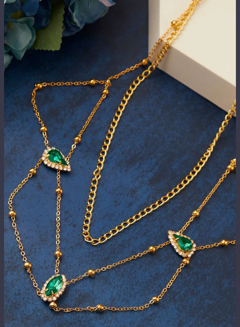 SOHI Gold Plated Designer Stone Necklace