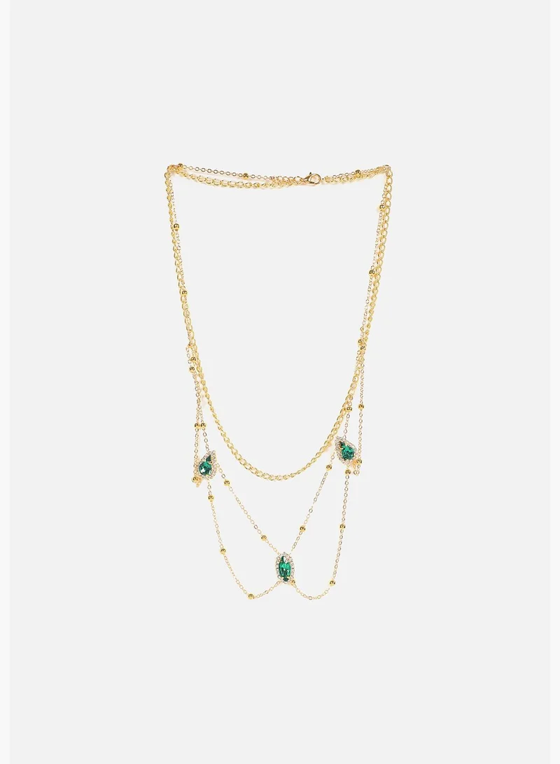 SOHI Gold Plated Designer Stone Necklace