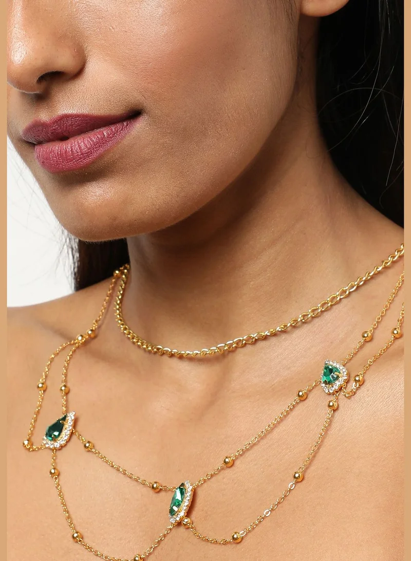 SOHI Gold Plated Designer Stone Necklace