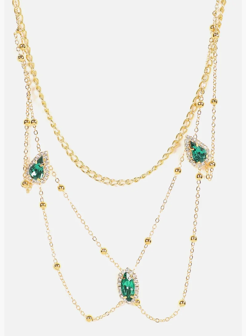 SOHI Gold Plated Designer Stone Necklace