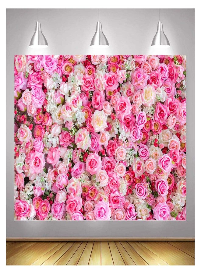 XLL 3D Pink Rose Flower Theme Photo Background Wedding Bridal Newborn Shower Birthday Party Photography Backdrops Banner Decor Supplies Anniversary Ceremony Couple Studio Props 5x3ft Vinyl - Image 1