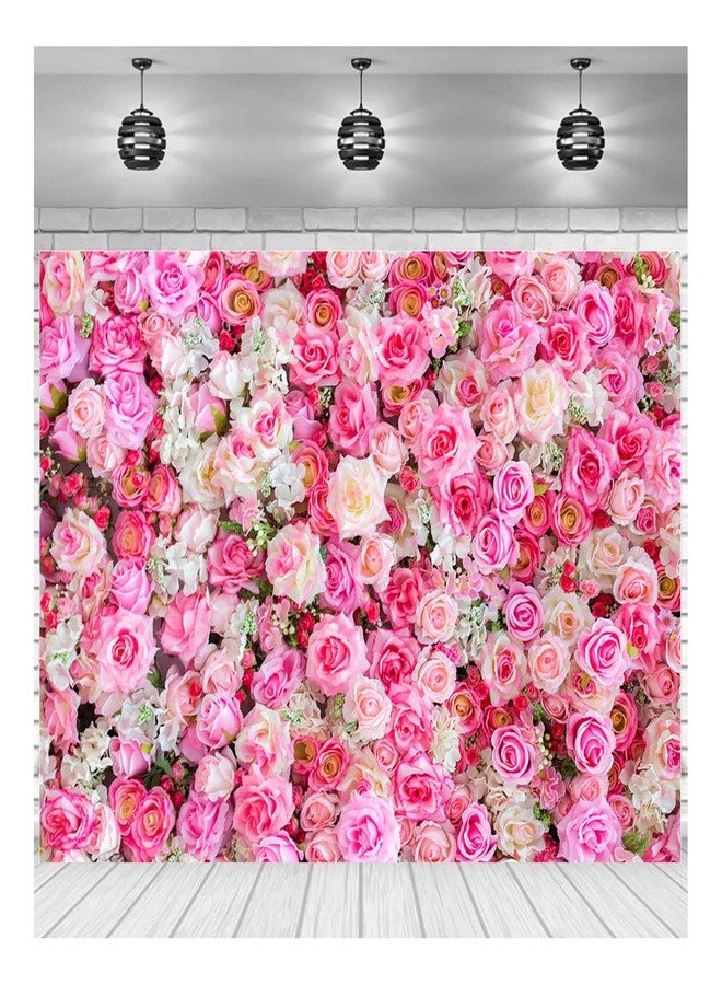 XLL 3D Pink Rose Flower Theme Photo Background Wedding Bridal Newborn Shower Birthday Party Photography Backdrops Banner Decor Supplies Anniversary Ceremony Couple Studio Props 5x3ft Vinyl - Image 2